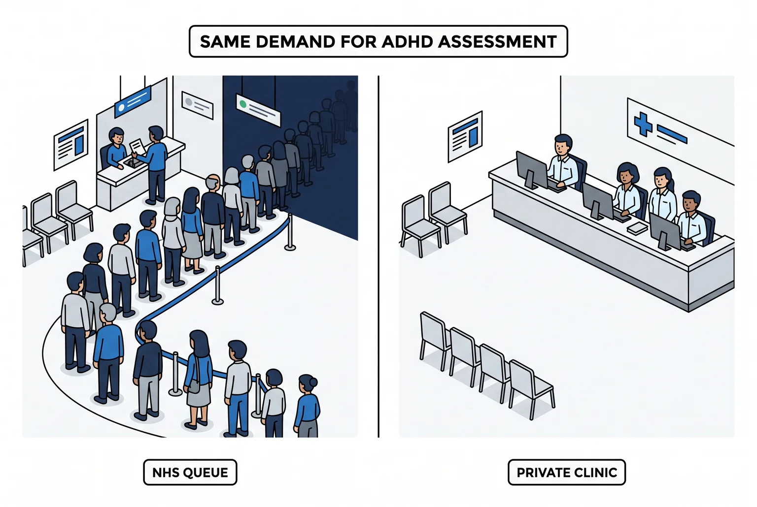 The queue is real and the capacity exists, yet somehow the two never meet.